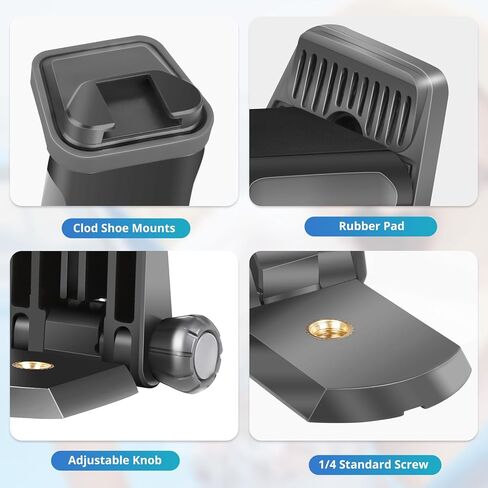 UBeesize Metal Phone Tripod Mount Cold Shoes with Arca QR Base, 3 Control Knob 360° Cell Phone Tripod Adapter for iPhone, Samsung, Desktop Tripod Smartphone Holder for Video Streaming Vlogging Rig in Kuwait