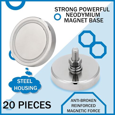 Therwen 10 Pcs 150 lb Powerful Neodymium Round Magnets Neodymium Magnet with M6 Male Threaded Stud, Heavy Duty Magnets with Nut and Washer for Lighting, Camera, Brackets Other Equipment in Kuwait