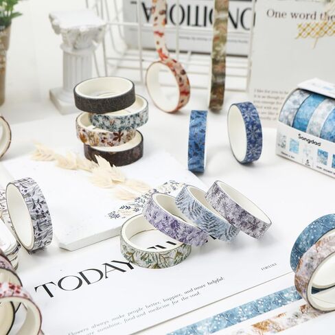 YUBX Flowers Washi Tape Set 60 Rolls Floral Patterns Decorative Skinny Blooms Masking Tapes for Arts, DIY Crafts, Journals, Planners, Scrapbook, Wrapping in Saudi Arabia