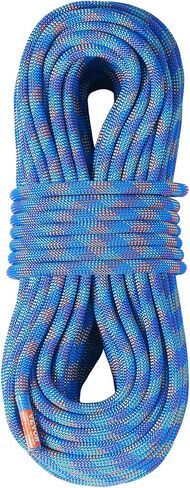 VEVOR 10.2mm Dynamic Climbing Rope, 40M(131ft) Outdoor Rock Climbing Rope 25KN Breaking Tension, Stretchable Fiber Rope with Steel Snap Hooks for Escape, Rappelling, Fire Rescue, Blue in Kuwait