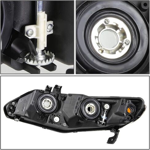 Auto Dynasty HO2520110 Factory Style Halogen Headlight Lamp Compatible with Honda Civic Sedan 2006-2011, Driver Left Side, Black Housing Amber Corner in Saudi Arabia