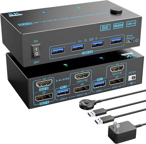 10Gbps USB C Switcher 2 Computers Share 2 USB-C & 2 USB-A Devices 2 Laptops USB-C Switch for Keyboard Mouse Camera USB Headphone Microphone, USB Switch with 2 USB-C Data Cables and Wired Remote in Saudi Arabia