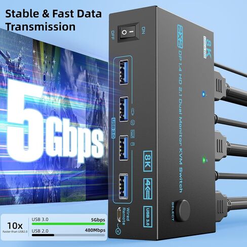 10Gbps USB C Switcher 2 Computers Share 2 USB-C & 2 USB-A Devices 2 Laptops USB-C Switch for Keyboard Mouse Camera USB Headphone Microphone, USB Switch with 2 USB-C Data Cables and Wired Remote in Saudi Arabia