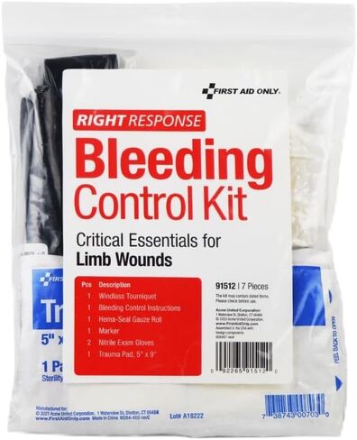 First Aid Only 91134 Critical Essentials Bleeding Control Kit for Limb & Torso Wounds, 8 Pieces in Saudi Arabia