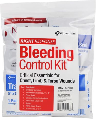 First Aid Only 91134 Critical Essentials Bleeding Control Kit for Limb & Torso Wounds, 8 Pieces in Saudi Arabia