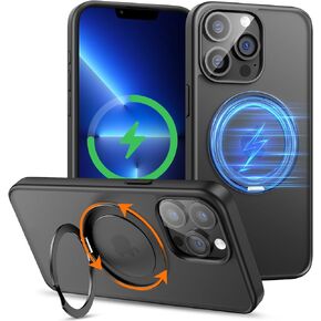 SODI Magnetic Phone Ring Case Designed for iPhone 16 Pro with 1X Screen Protector & 1X Camera Lens Protector, Military-Grade Protection Phone Case Compatible with MagSafe [Not-Yellowing],Clear