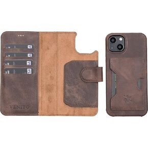 Venito Florence for Apple iPhone 16 Case Wallet | Drop/Impact Protection, Detachable Flip Cover, Handcrafted Luxury 2 in 1 Wallet Premium Full Leather 360° Degree Protection, 6.1" Dark Blue