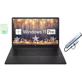 HP 17.3" Business Laptop Computer, 64GB RAM 2.2TB Storage (2TB SSD+256GB Docking Station Set), 10-Core Intel Core i5, Windows 11 Pro Laptop with Microsoft Office License Included, PLUSERA Earphones