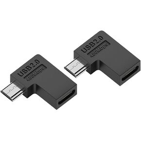 4Packs Micro USB 2.0 Connector Micro USB Male to USB C Female 90/180 Degree Angled Connector Adapter for Charging or Data Transfer,(5V2A) 10W 480Mbps