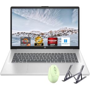 HP 17.3" Laptop, Full HD (1920 * 1080) Display, AMD Ryzen 5 Processor (Beats i7-11370H), 32GB RAM, 1TB SSD, Windows 11 Home, Webcam, Wi-Fi, Bluetooth, Natural Silver, Alpacatec Accessory