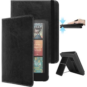 WALNEW Case for 7" Kindle Paperwhite 12th Gen 2024 & Kindle Colorsoft Signature Edition (7"), PU Leather Stand Cover - Ideal for Lying-Down Reading, with Hand Strap, Card Slot, Auto Wake/Sleep