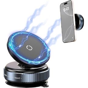 Upgraded Vacuum Magnetic Suction Phone Holder,Strong Suction Cup Phone Mount,Foldable&Retractable Phone Stand,Hands-Free Magnetic Phone Holder for Car, Mirror, Gym, Smooth Surfaces