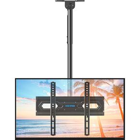 Ceiling TV Mount for 26-65 inch Flat Screen Display, Adjustable Height Full Motion with 360° Swivel & Tilt TV Ceiling Mount Bracket Outdoor TV Mount Supports up to 110 Lbs, Max VESA 400x400mm