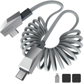 Tesla Car USB-C Cable | Cybertruck-Inspired Design, Retractable Spring Type C, 100W Fast Charging & Data Sync, Magnetic Holder & Lightning Adapter | for Tesla Model Y/3/X/S, Cybertruck