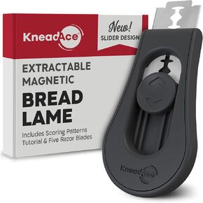KneadAce Upgraded Extractable & Magnetic Bread Lame Dough Scoring Tool - Professional Sourdough scoring tool for Sourdough Bread baking & Bread Making Tools - Scoring Patterns booklet & 5 Razor Blades