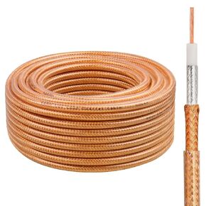 100FT RG8X Coaxial Cable, 50 Ohm Low Loss, Solid Copper Conductor, Durable Shielding with PVC Jacket, Ideal for Antennas, Ham Radio, CB Radio, and RF Applications