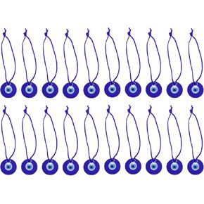 PATIKIL 40mm Evil Eye Glass Keychain, 20 Pcs Turkish Eye Keychain Charm Crafting Beads Pendants with Ropes for Decorative Hanging Ornaments Pendant Jewelry Accessories, Blue