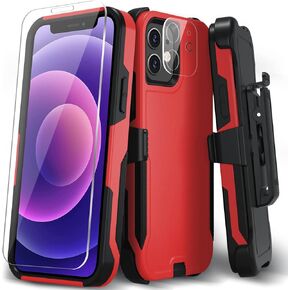 حالة XMON لـ iPhone 12 و 12 Pro ، غطاء حزام الحزام الوعرة الثقيلة حافظة Kickstand Cover [srackproof] متوافق مع Apple iPhone 12 و iPhone 12 Pro (أسود) in Kuwait