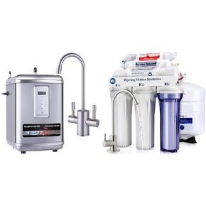 Ready Hot 41-RH-300-F560-BN Instant Hot Water Dispenser System, 2.5 Quarts, Digital Display Dual Lever Hot and Cold Water Faucet Brushed Nickel