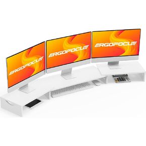 Triple Monitor Stand Riser, Extra Long Monitor Riser for 1~2~3 Monitors, Dual Monitor Stand with Length and Angle Adjustable, 3 Shelf Monitor Stand for Desk in Saudi Arabia