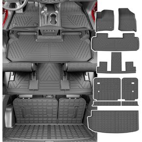 powoq 8-Seat Floor Mat Compatible with 2018-2024 Chevy Traverse Backrest Mat Trunk Mat TPE Cargo Liner Replacement for 2018-2024 Chevy Traverse Accessories (Trunk Mat+Backrest Mat+8-Seat Floor Mat)