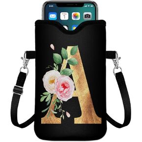 حقيبة الأكمام الأولي للهاتف الخلوي النيوبرين 7.6 "x4.3" مع حزام Crossbody/الرقبة ، حقيبة هاتف داخلية عالميين للرجال من Womem Men Frackproof Mobile Case Bag Letter-e Pouch Pouch in Kuwait