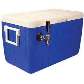 (3 أسطر) 50 'SS Coil Triple Faucet Jockey Box ، 48 Quart Cooler ، Blue أو Red