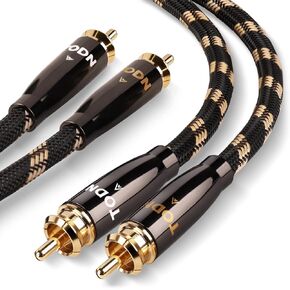 TODN RCA to RCA Audio Cable Audiophiles, O-C-C Copper Core, Hi-Fi Sound, Dual-Shielded, 3 ft/1 m