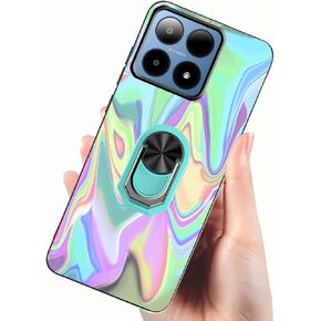 for Boost Summit 5G Case with 360° Rotatable Ring Holder Kickstand, Soft TPU Boost Mobile Summit 5G Case [Blue-Pink Gradient Starry Sky Design] Star Art Painting Cover for Magnetic Car Holder