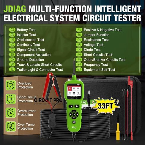 JDIAG Power Circuit Probe Tester 8V-32V DC PB10 Circuit Tester Component Activation Short Circuit Finder Continuity Tester Voltage Tester Trailer Lights Grounding Test Jumper Function in Saudi Arabia