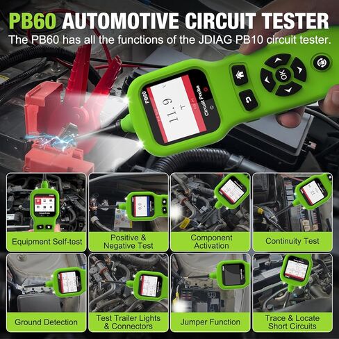 JDIAG Power Circuit Probe Tester 8V-32V DC PB10 Circuit Tester Component Activation Short Circuit Finder Continuity Tester Voltage Tester Trailer Lights Grounding Test Jumper Function in Saudi Arabia