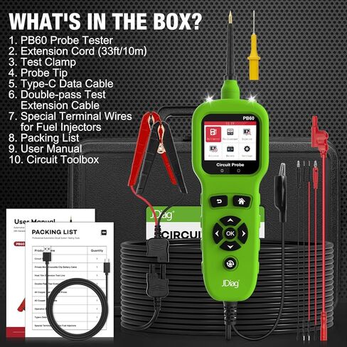 JDIAG Power Circuit Probe Tester 8V-32V DC PB10 Circuit Tester Component Activation Short Circuit Finder Continuity Tester Voltage Tester Trailer Lights Grounding Test Jumper Function in Saudi Arabia