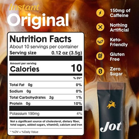 Jot Coffee Concentrate (Original) High Caffeine Cold Brew Coffee Concentrate Liquid for Iced Coffees, Instant Espresso, Hot or Cold Instant Coffees - Makes 14 Cups, 150mg Caffeine/Tbsp, Sugar Free in Kuwait