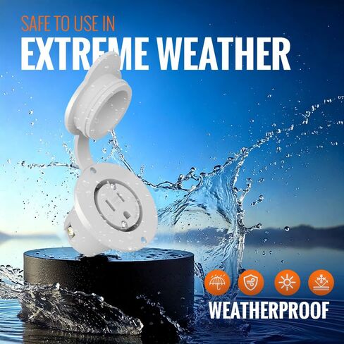 15A Weatherproof Outdoor Power Outlet by Journeyman-Pro 15 Amp 125 Volt NEMA 5-15R Receptacle Kit with Integrated 20" Extension Cord + Waterproof Rubber Cover (GCR1-BLACK) in Kuwait