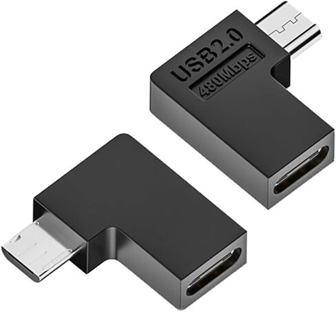 4Packs Micro USB 2.0 Connector Micro USB Male to USB C Female 90/180 Degree Angled Connector Adapter for Charging or Data Transfer,(5V2A) 10W 480Mbps in Kuwait