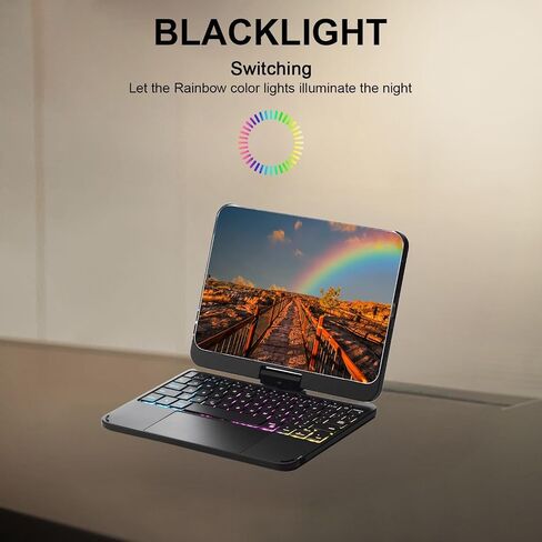 Bluetooth Keyboard Case for iPad Mini 4&5, iPad Keyboard Case with 125 Degree Swivel Rotating Stand, Ultra-Slim,Shockproof Protection, Auto Sleep/Wake Feature(iPad Mini 4/5 Black) in Kuwait