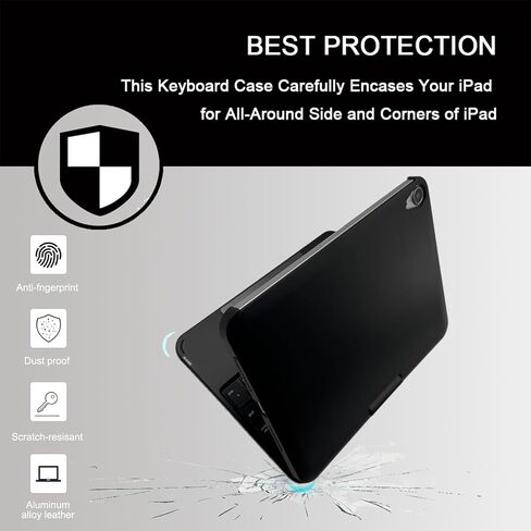 Bluetooth Keyboard Case for iPad Mini 4&5, iPad Keyboard Case with 125 Degree Swivel Rotating Stand, Ultra-Slim,Shockproof Protection, Auto Sleep/Wake Feature(iPad Mini 4/5 Black) in Kuwait