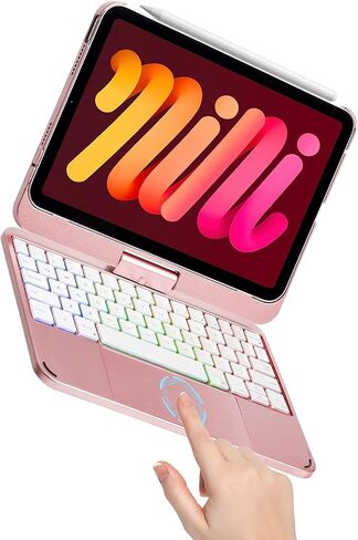 Bluetooth Keyboard Case for iPad Mini 4&5, iPad Keyboard Case with 125 Degree Swivel Rotating Stand, Ultra-Slim,Shockproof Protection, Auto Sleep/Wake Feature(iPad Mini 4/5 Black) in Kuwait