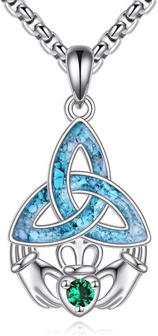 Italian Horn Necklace Sterling Silver Italian Horn Turquoise Pendant Necklace Italian Horn Jewelry Gifts for Women Men in Kuwait