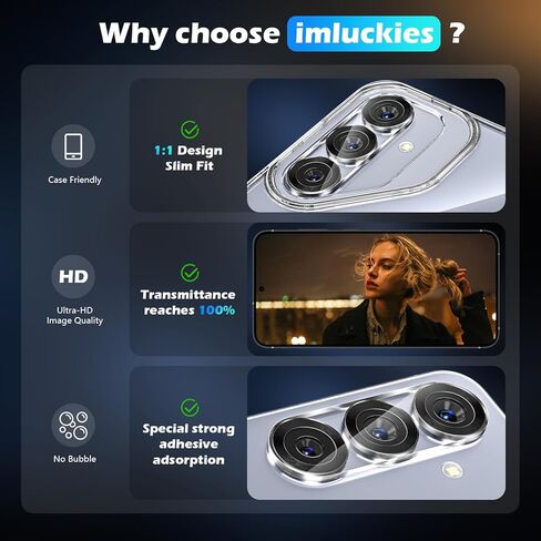 imluckies 3 Packs for 6.2" Samsung Galaxy S25 Camera Lens Protector Tempered Glass, 9H Anti-Scratch & HD Clear, Easy to Install Case-Friendly for S 25 [Not for S25+], Black in Kuwait