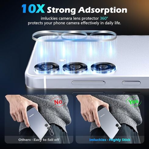 imluckies 3 Packs for 6.2" Samsung Galaxy S25 Camera Lens Protector Tempered Glass, 9H Anti-Scratch & HD Clear, Easy to Install Case-Friendly for S 25 [Not for S25+], Black in Kuwait