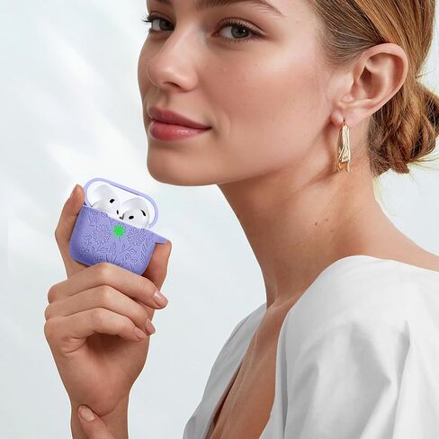 بالنسبة إلى AirPods 4 Case (2024) ، فإن Daqin Flower Case محفور متوافق مع Apple Airpods CASE 4th Generation for Women ، غطاء حالة الحماية الكامل للسيليكون اللطيف مع مجموعة نظافة وسلسلة مفاتيح ، pinegreen in Kuwait