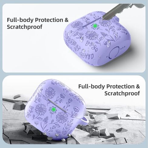 بالنسبة إلى AirPods 4 Case (2024) ، فإن Daqin Flower Case محفور متوافق مع Apple Airpods CASE 4th Generation for Women ، غطاء حالة الحماية الكامل للسيليكون اللطيف مع مجموعة نظافة وسلسلة مفاتيح ، pinegreen in Kuwait