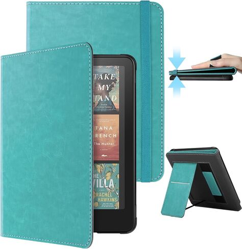 WALNEW Case for 7" Kindle Paperwhite 12th Gen 2024 & Kindle Colorsoft Signature Edition (7"), PU Leather Stand Cover - Ideal for Lying-Down Reading, with Hand Strap, Card Slot, Auto Wake/Sleep in Kuwait