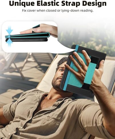 WALNEW Case for 7" Kindle Paperwhite 12th Gen 2024 & Kindle Colorsoft Signature Edition (7"), PU Leather Stand Cover - Ideal for Lying-Down Reading, with Hand Strap, Card Slot, Auto Wake/Sleep in Kuwait