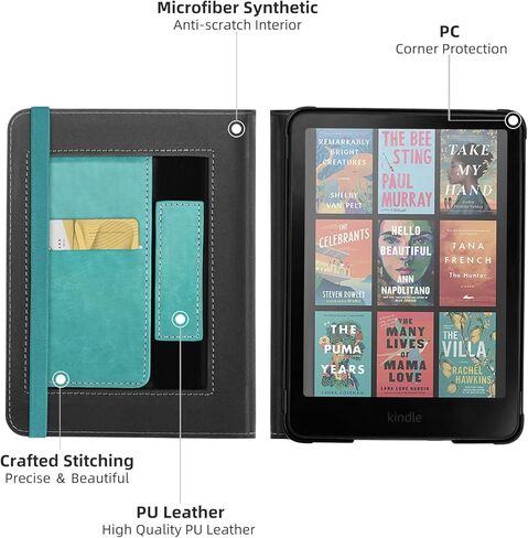 WALNEW Case for 7" Kindle Paperwhite 12th Gen 2024 & Kindle Colorsoft Signature Edition (7"), PU Leather Stand Cover - Ideal for Lying-Down Reading, with Hand Strap, Card Slot, Auto Wake/Sleep in Kuwait