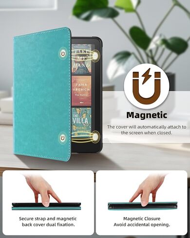 WALNEW Case for 7" Kindle Paperwhite 12th Gen 2024 & Kindle Colorsoft Signature Edition (7"), PU Leather Stand Cover - Ideal for Lying-Down Reading, with Hand Strap, Card Slot, Auto Wake/Sleep in Kuwait