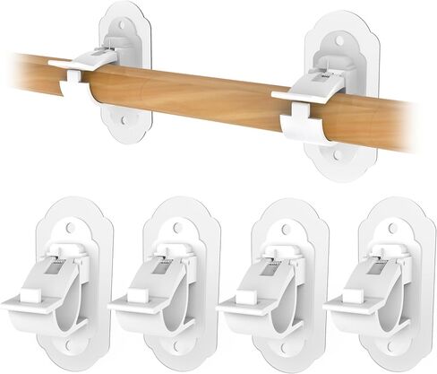 No Drill Needed Curtain Rod Holders, Self Adhesive Rod Brackets, Multipurpose Stick on Curtain Rod Holder，Curtain Rod Hooks，nailless Curtain Rod Holders，for Bathroom Motor Home Kitchen ETS（4pcs Gold） in Saudi Arabia