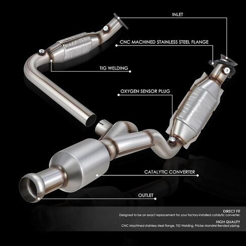 DNA MOTORING Factory Style Catalytic Converter Exhaust Y-PipeCompatible with 07-09 Silverado Tahoe Sierra Tahoe 4.8 5.3 6.0L, OEM-CONV-002 in Saudi Arabia