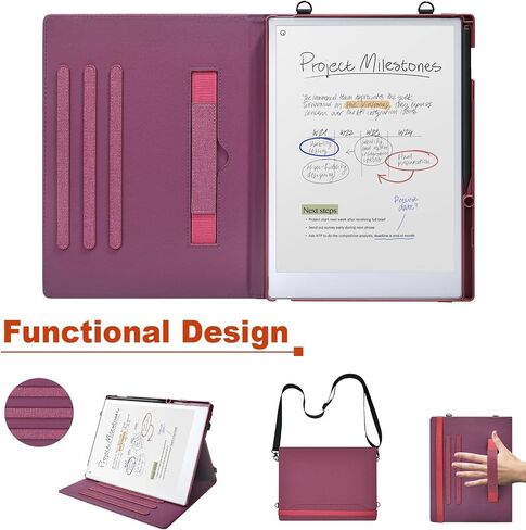 E NET-CASE Case for Remarkable Paper Pro, 360 Degree Rotating Stand Cover with Pen Holder/Hand Strap/Carrying Shoulder Strap & Auto Sleep/Wake for Remarkable Paper Pro 11.8" 2024 Released (Red) in Kuwait
